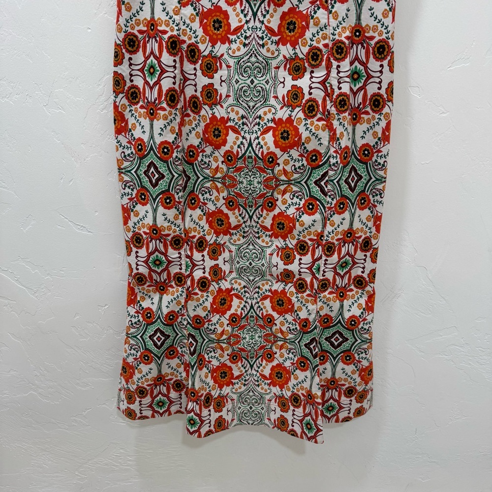 Anthropologie Cecily Fit & Flare Sweetheart Midi Dress ‎Orange Motif Floral L - Picture 7 of 14